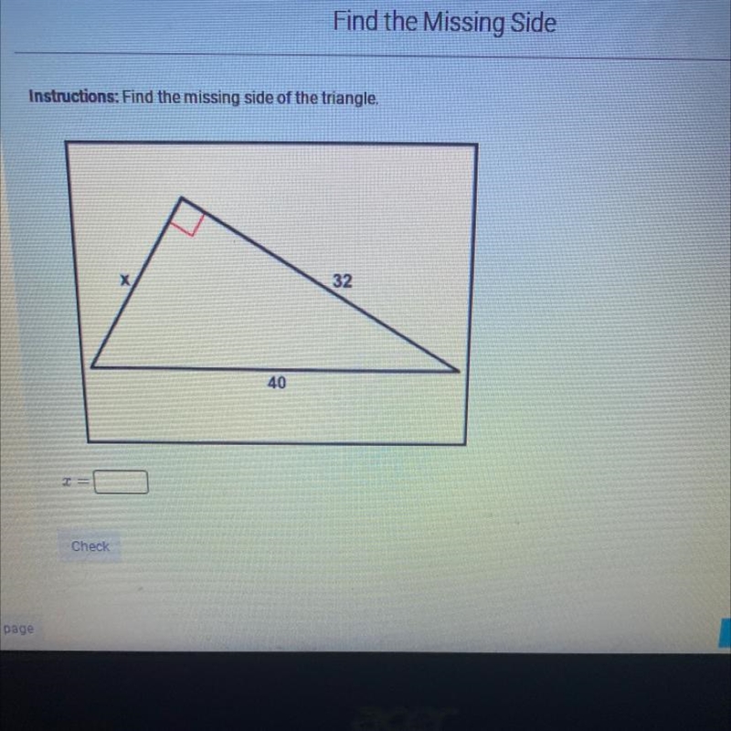 Find the missing side of triangle-example-1