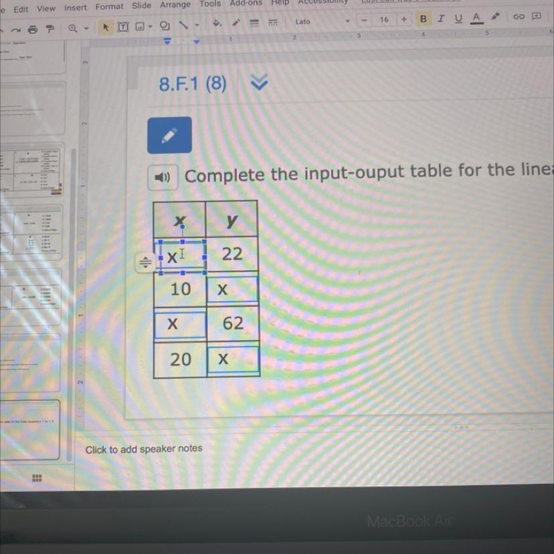 1) Complete the input-ouput table for the linear equation y = 4x + 2.-example-1