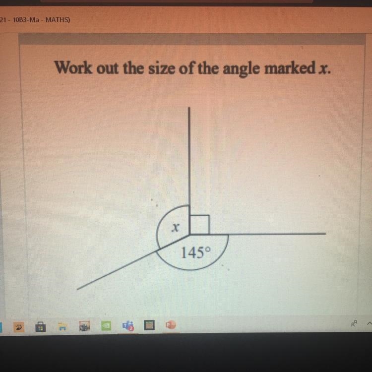 Work out the size of the angle marked x. x 145-example-1