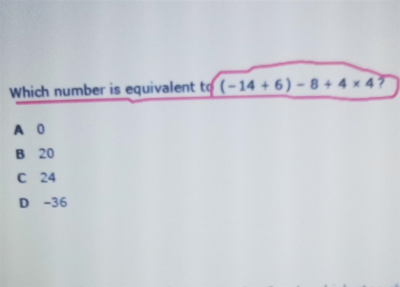 Which number is equivalent to (-14+6)-8÷4×4​-example-1