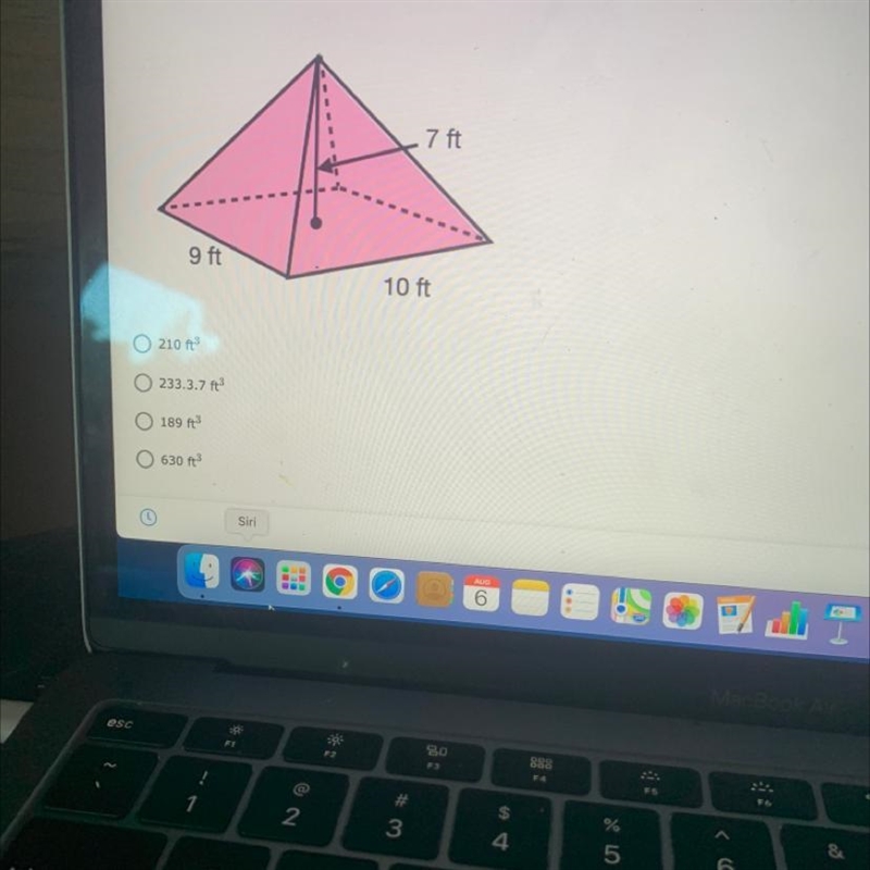 4. What is the volume of the pyramid? 7 ft 9 ft 10 ft-example-1