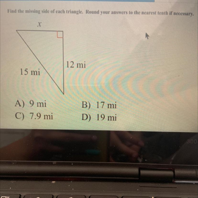 Find the missing side of each triangle. Round your answers to the nearest tenth if-example-1