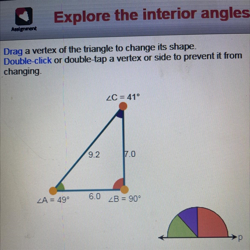 Create different examples of triangles. 2C is represented by the purple section on-example-1