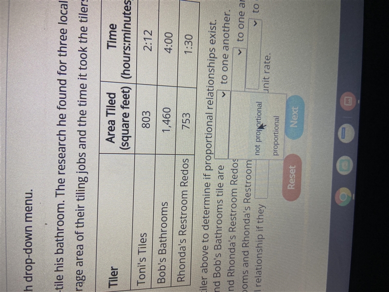 803 to 2:12 1,460 to 4:00 753 to 1:30 are these proportional?!?-example-1