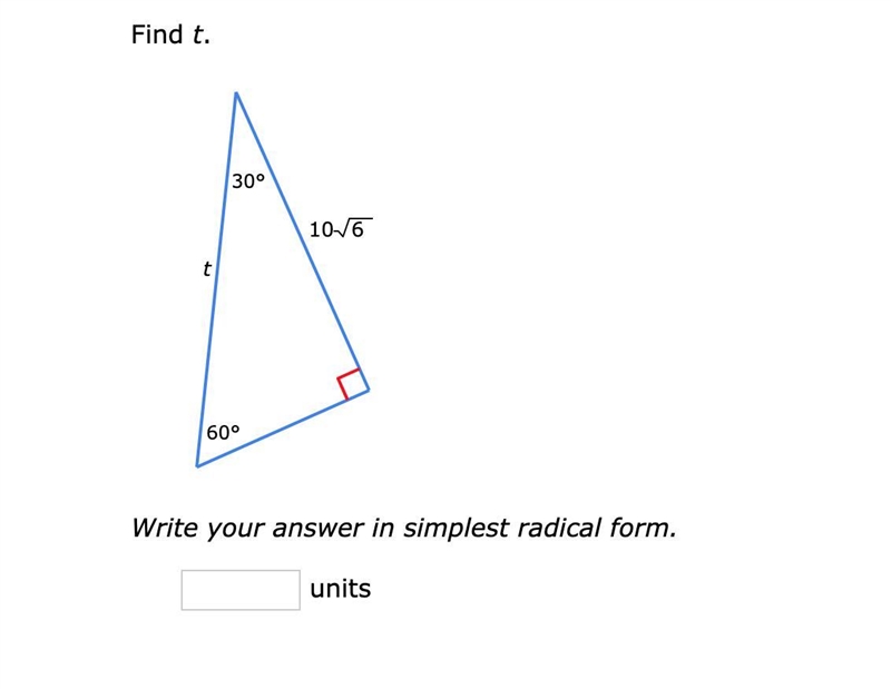 Can i get some help? 30-60-90 triangle-example-1