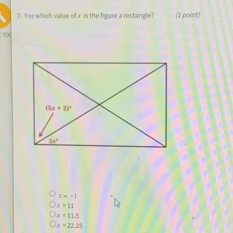 For which value of x is the figure a rectangle?-example-1