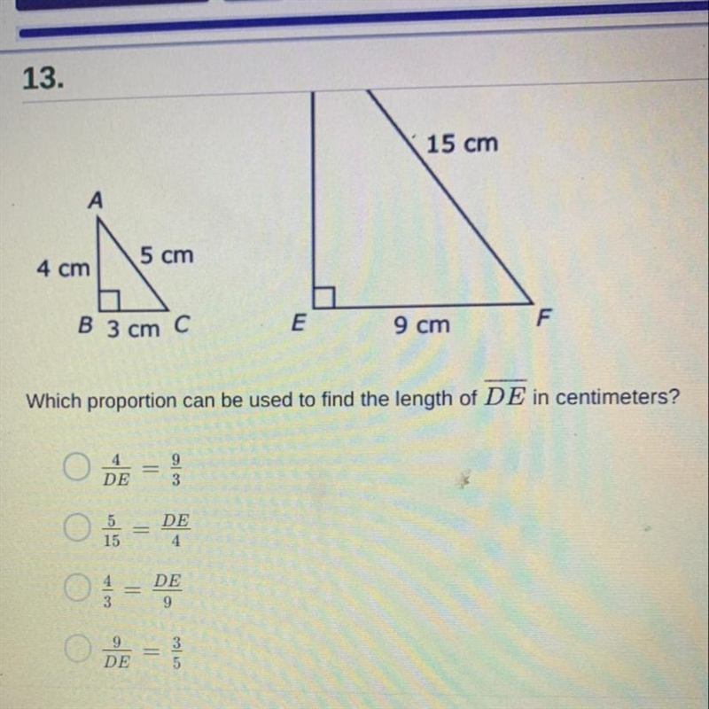 Triangle ABC is similar to triangle DEF.-example-1