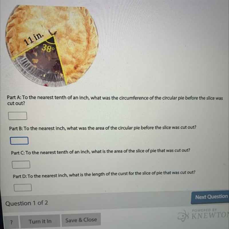 Part A: To the nearest tenth of an inch, what was the circumference of the circular-example-1