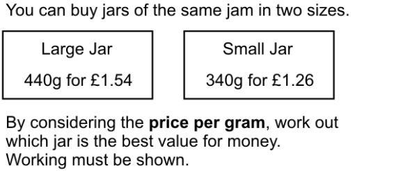 Which jar is the best value? Please show working :) 10 points correct answer :)-example-1