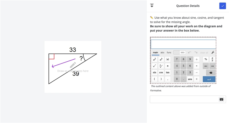 Using trig to solve for missing angles-example-1