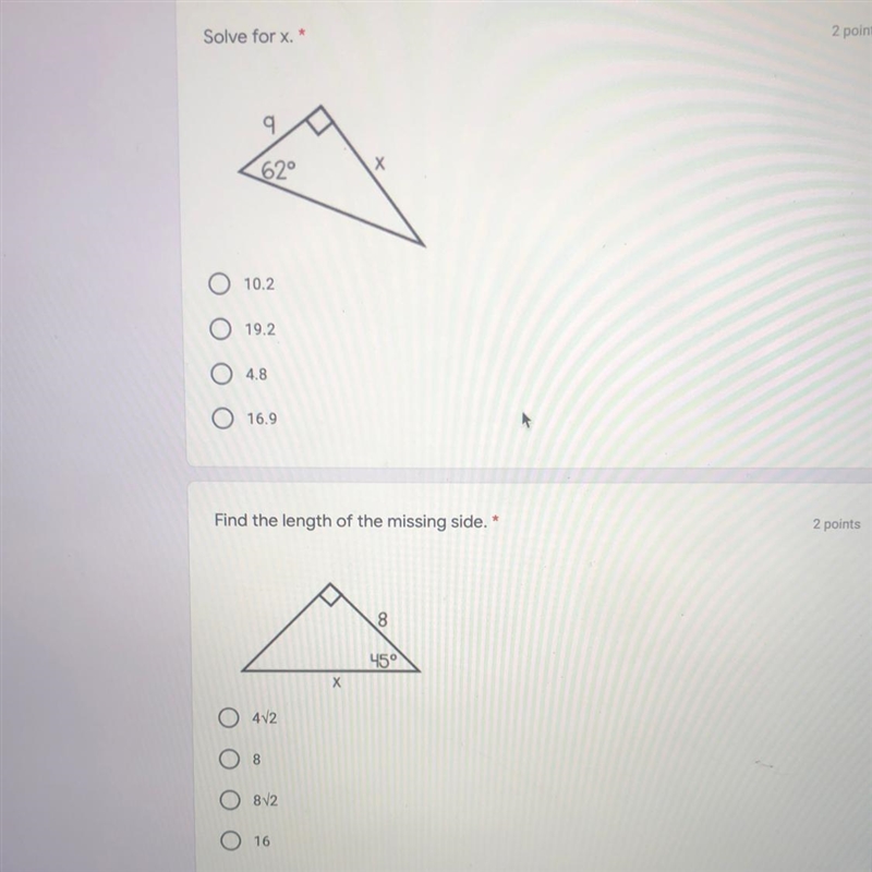 Solve for X Find the length of the missing side (Picture)-example-1