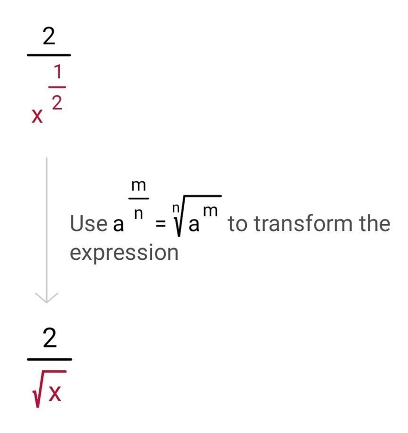 Howcome the ans is like this the fomular [n]is outside it must be \sqrt[2]{ {x}^(1) } Look-example-1