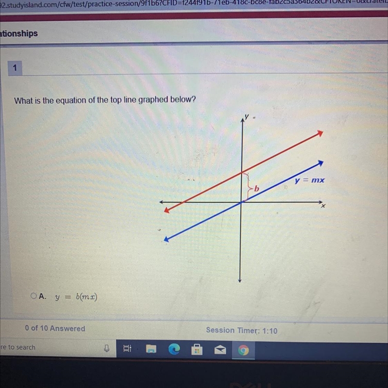 What is the equation of the top line graphed below?-example-1