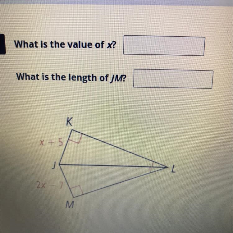 What is the Value of X What is the Length of JM?-example-1