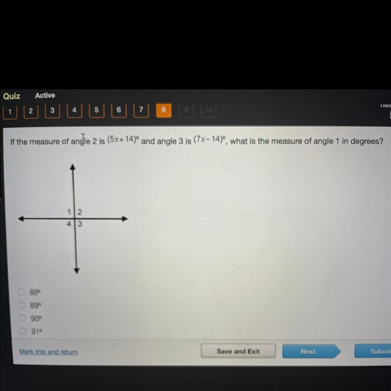 If the measure of angle 2 is (5x+14)and angle 3 is (7x- 14)", what is the measure-example-1