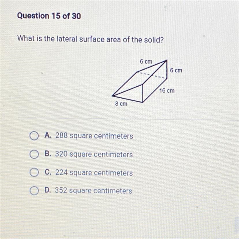 What is the lateral surface area of the solid (options in picture) please help!-example-1