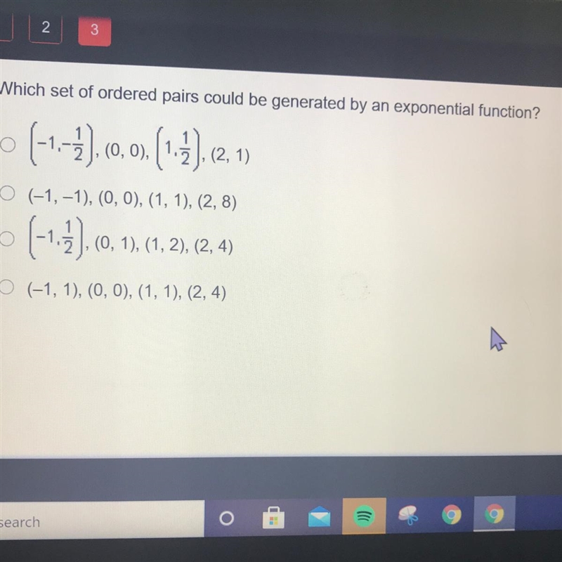 Which set of ordered pairs could be generated by an exponential function-example-1