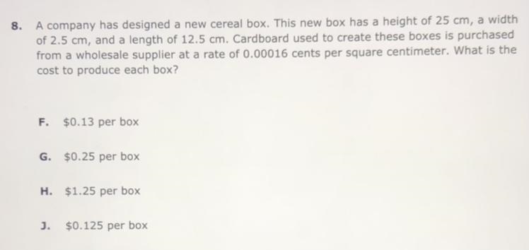 A company has designed a new cereal box. This new box has a height of 25 cm, a width-example-1