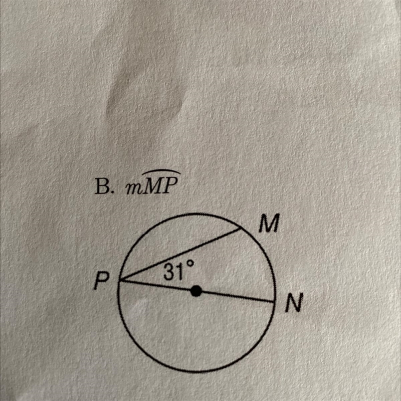 What is the measure of arc MP-example-1