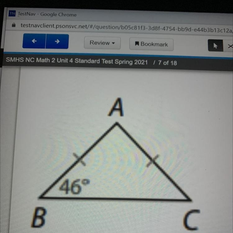 Find the measure of A A:46 B:90 C:134 D:88-example-1