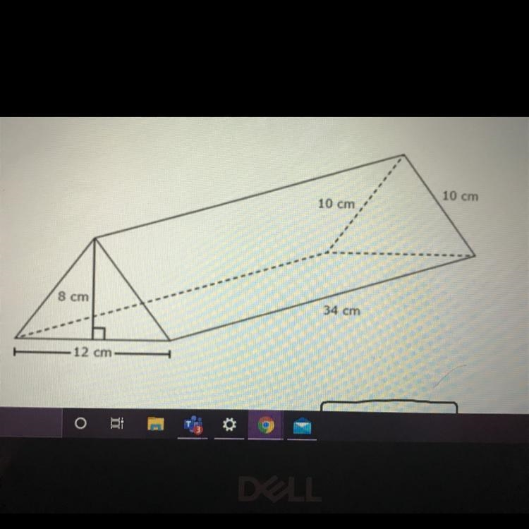 What is the volume of the triangular prism in cubic centimeters? A- 1,360 cm (3) B-example-1