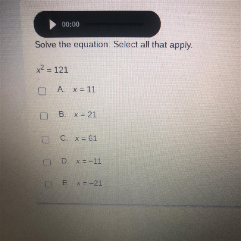 Solve the equation. Select all that apply.-example-1