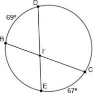 Determine the measure of ∠DFB. Question 6 options: 1) 67° 2) 69° 3) 68° 4) 136°-example-1