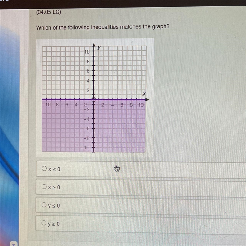 (04.05 LC) Which of the following inequalities matches the graph?-example-1