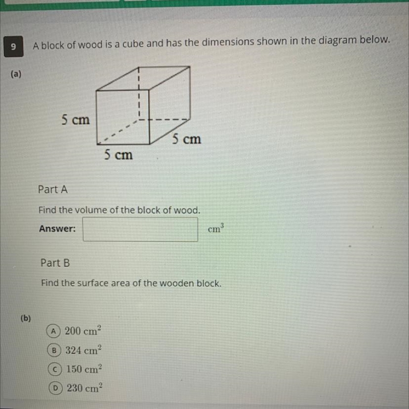 Can someone help me find the volume and surface area of this block ty-example-1