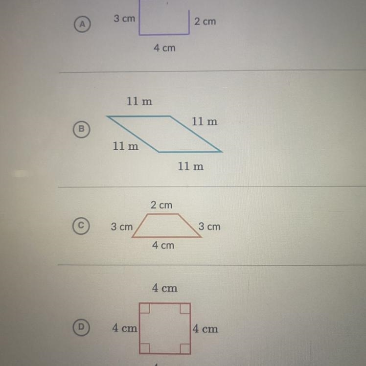 Which of the following shapes are rhombuses ? Please choose 2 correct answers !!!!!!!!!!!! Will-example-1