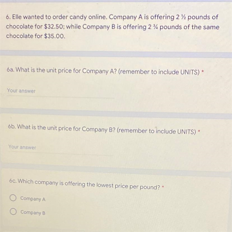 ellie wanted to order candy online. company A us offering 2 1/2 pounds of chocolate-example-1