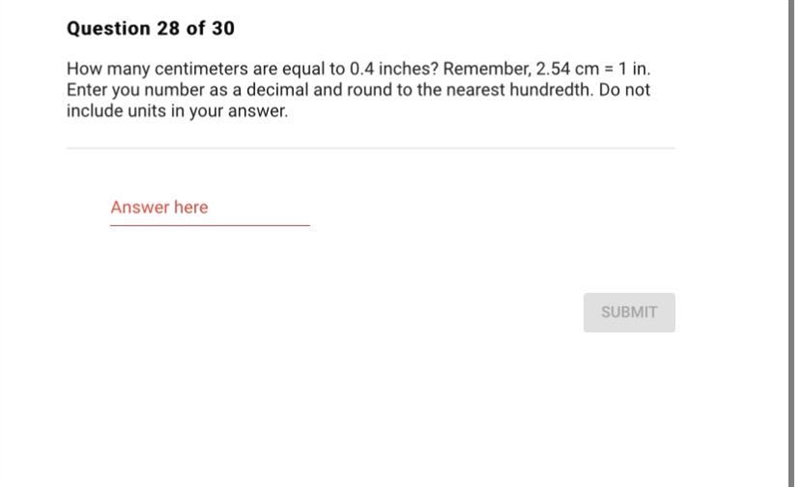 How many centimeters are equal to 0.4 inches?-example-1