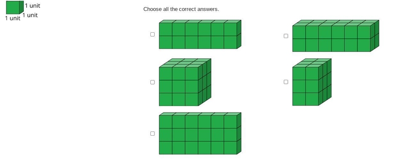 (PLEASE ANSWER QUICK) Which prisms do Sophia use exactly 18 unit cubes to build? Choose-example-1