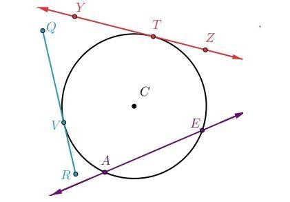 Use the diagram of circle C to answer the question. Circle C is drawn. Segment Q R-example-1