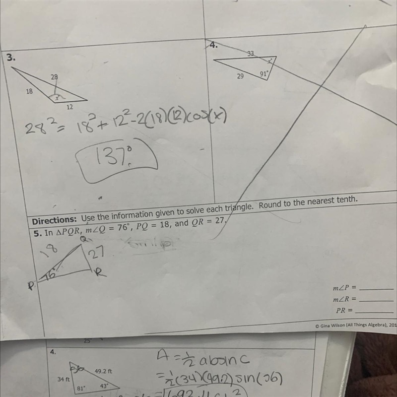 In PQR, Q = 76, PQ = 18, and QR = 27 Can you help me with 5!-example-1