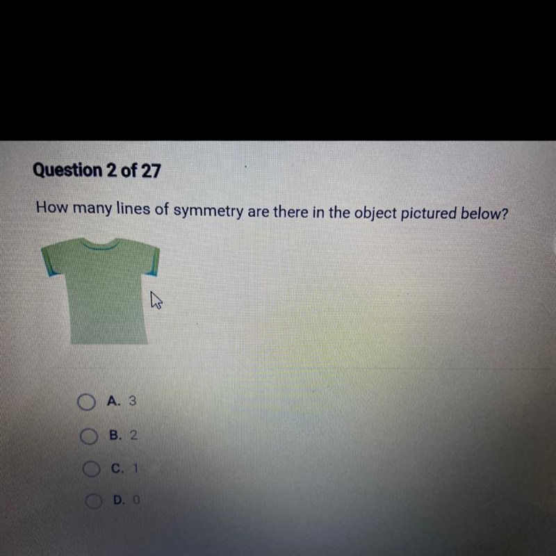 How many lines of symmetry are there in the object pictured below?-example-1