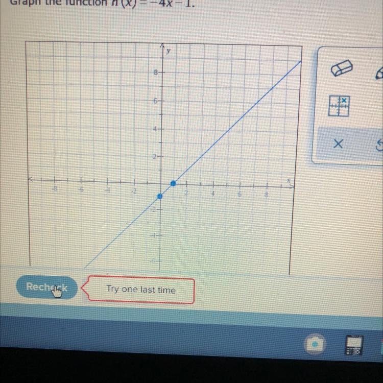 PLEASE HELP ASAP!! Graph the function h (x) = -4x-1.-example-1