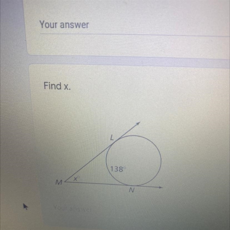 The topic is about secant tangles angles-example-1