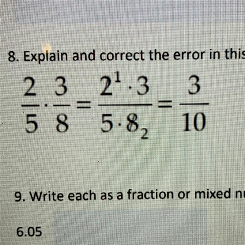 Please help! explain and correct the error in this calculation-example-1