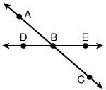 Which angles shown in the drawing are obtuse? ∠ABE ∠DBA ∠DBC ∠CBE-example-1