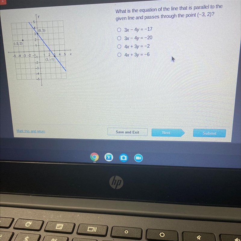 what is the equation of the line that is parallel to the given line and passes through-example-1