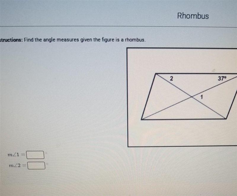 **HELP** find the angle measures given the figure is a rhombus.​-example-1