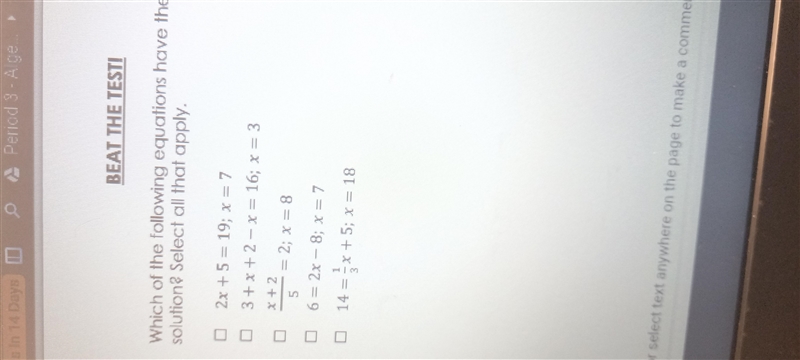 Which of the following equations have the correct solution select all that apply-example-1