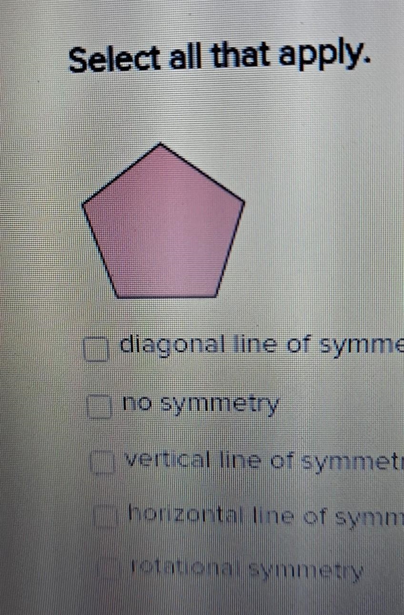 Which type(s) of symmetry does the following object have? Select all that apply.​-example-1