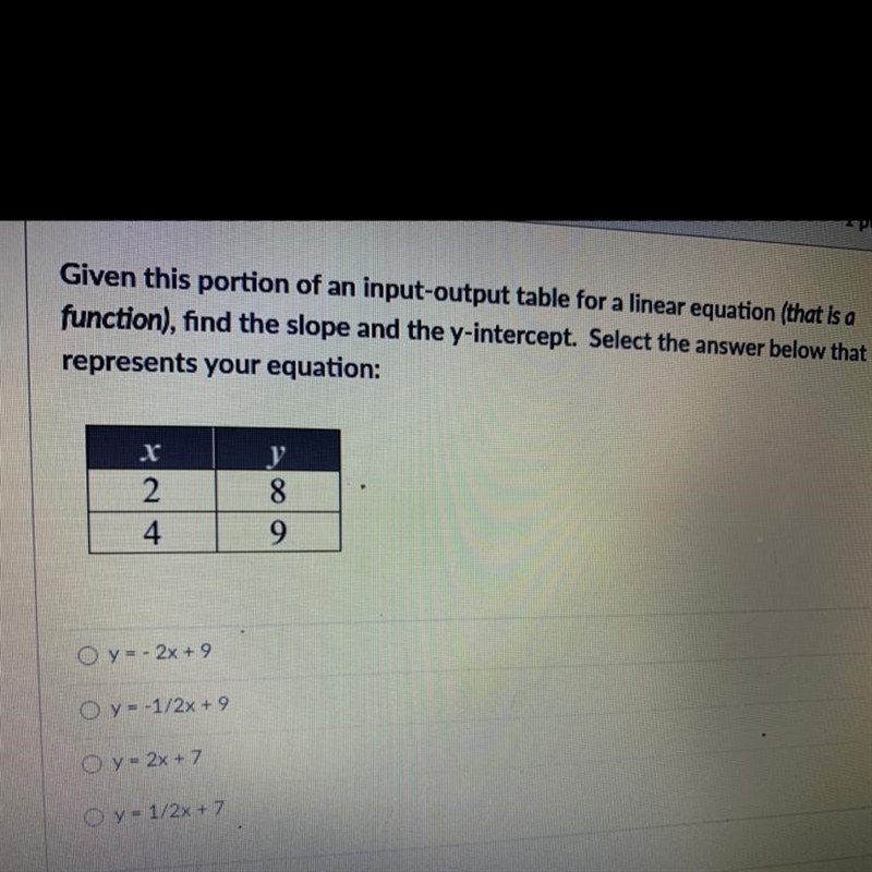 Given this portion of an input-output table for a linear equation (that is a function-example-1