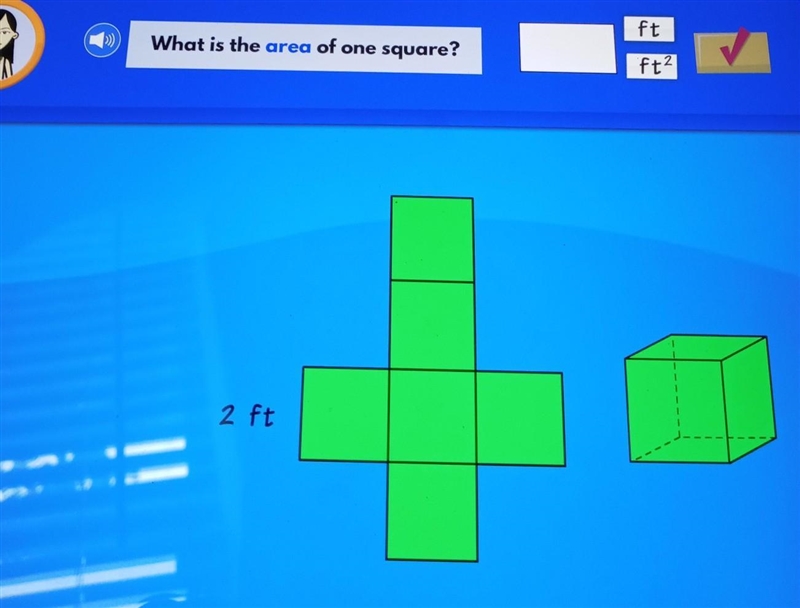 Ft What is the area of one square? ​-example-1