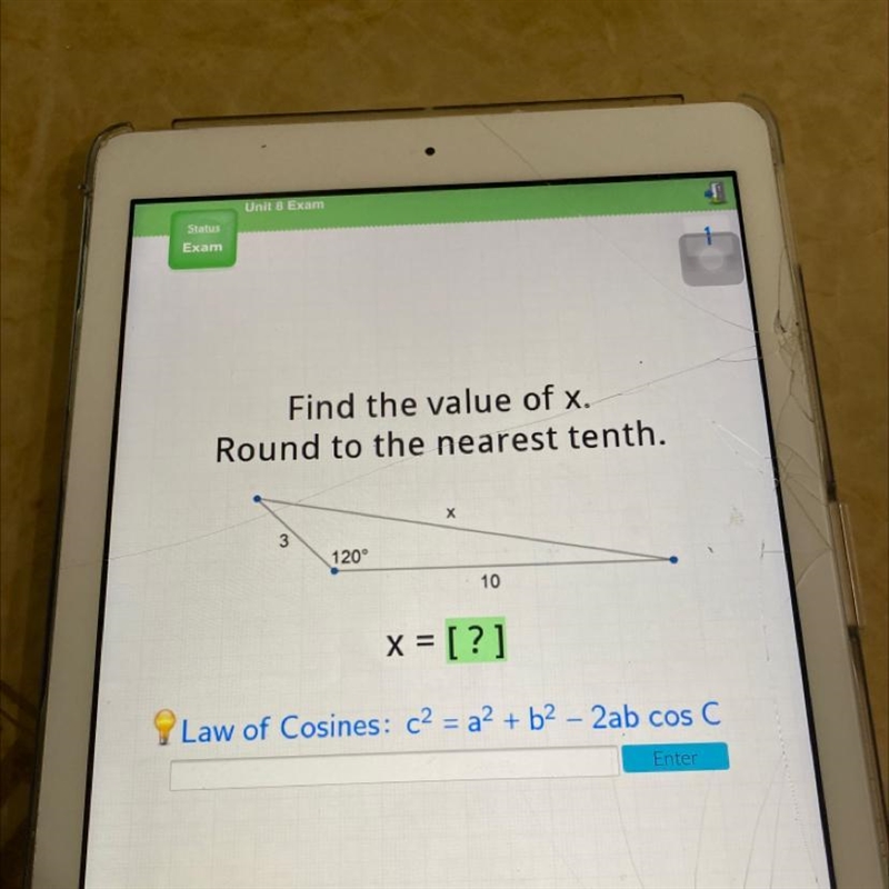 Find the value of x. Round to the nearest tenth-example-1