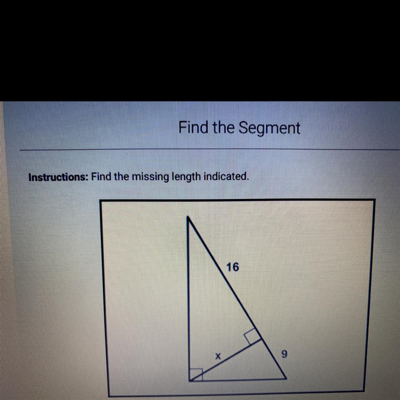 Instructions: Find the missing length indicated.-example-1