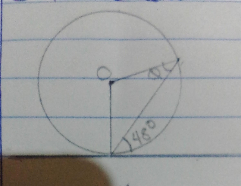 Calculate the size of θ in the given diagram ( see image). O is the center of the-example-1