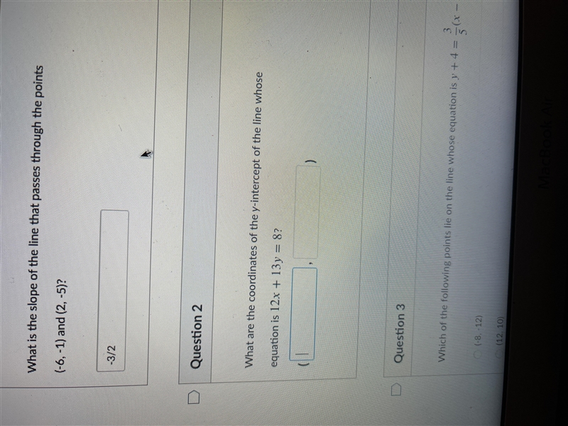 What are the coordinates of the y-intercept of the line who's equation is 12x + 13y-example-1